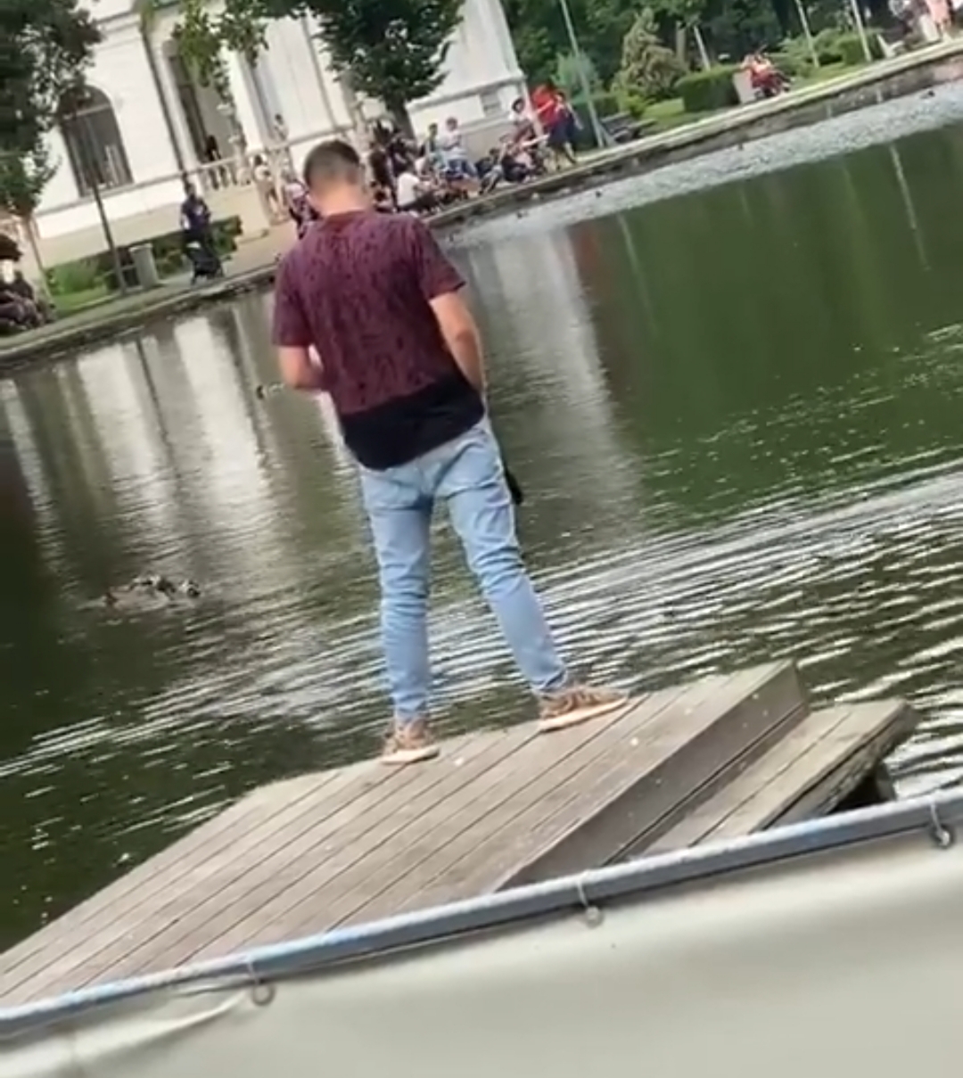 Nesimțire á la Cluj. Un tânăr „responsabil” și-a făcut nevoile în lacul Chios de față cu toată lumea