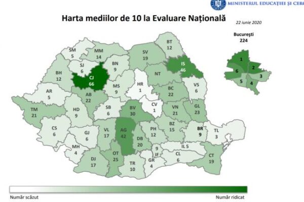Învățământul clujean este de top. Felicitări tuturor dascălilor! Harta notelor de zece la examenul de capacitate!