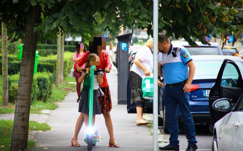 O razie a polițiștilor clujeni s-a lăsat cu 31 de amenzi pentru bicicliști, „trotiniști” și 7 permise reținute