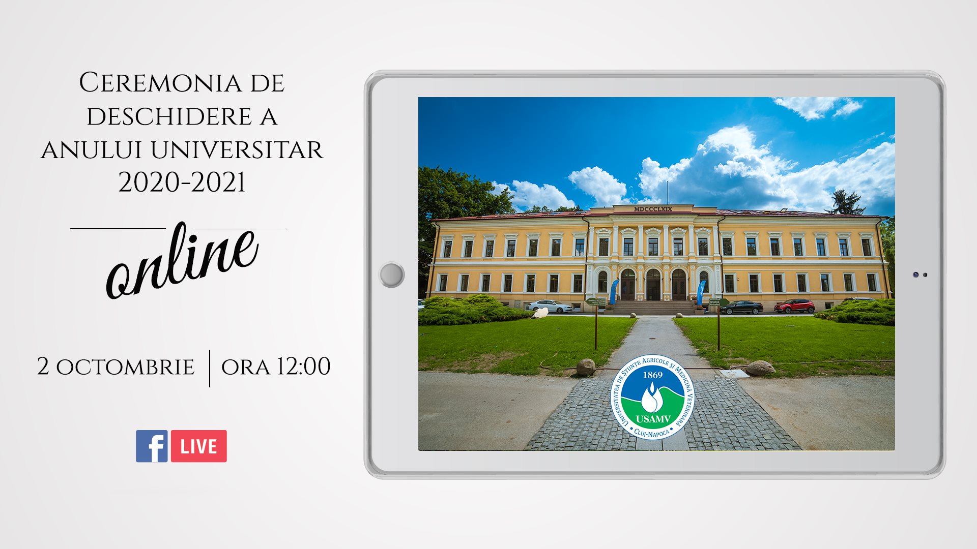 Ceremonie restrânsă și transmisă online la deschiderea anului universitar 2020-2021, la USAMV Cluj-Napoca