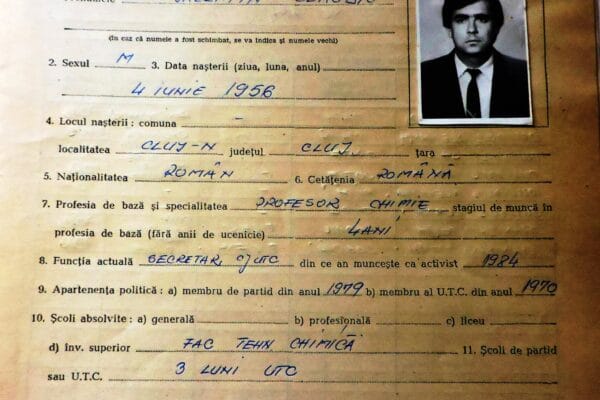 Cum arată dosarul personal al fostul UTC-ist Valentin Cuibus, membru de partid din 1979! Acum candideaza de la PSD la Primăria Cluj Napoca!