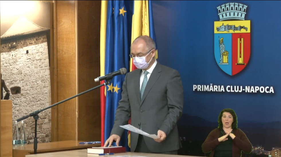 Boc a depus jurământul fără eșarfa tricoloră! Ce mesaj a avut pentru clujeni