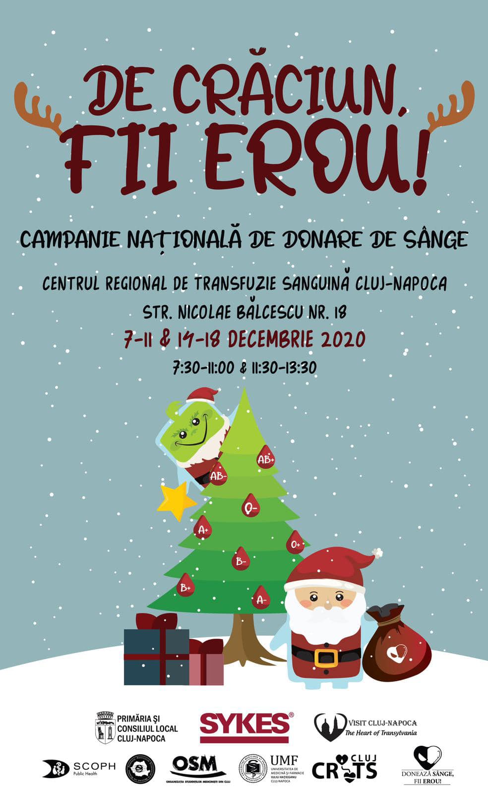 Studenții mediciniști demarează o nouă campanie de donare de sânge „De Crăciun, fii erou!”