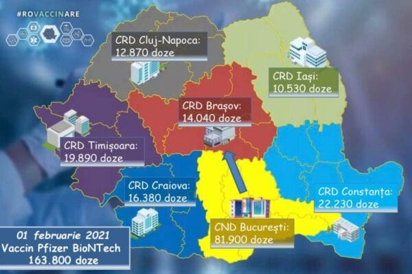 A șaptea tranșă de vaccin Pfizer BioNTech sosește mâine în țară! Câte doze de vaccin primește Clujul?