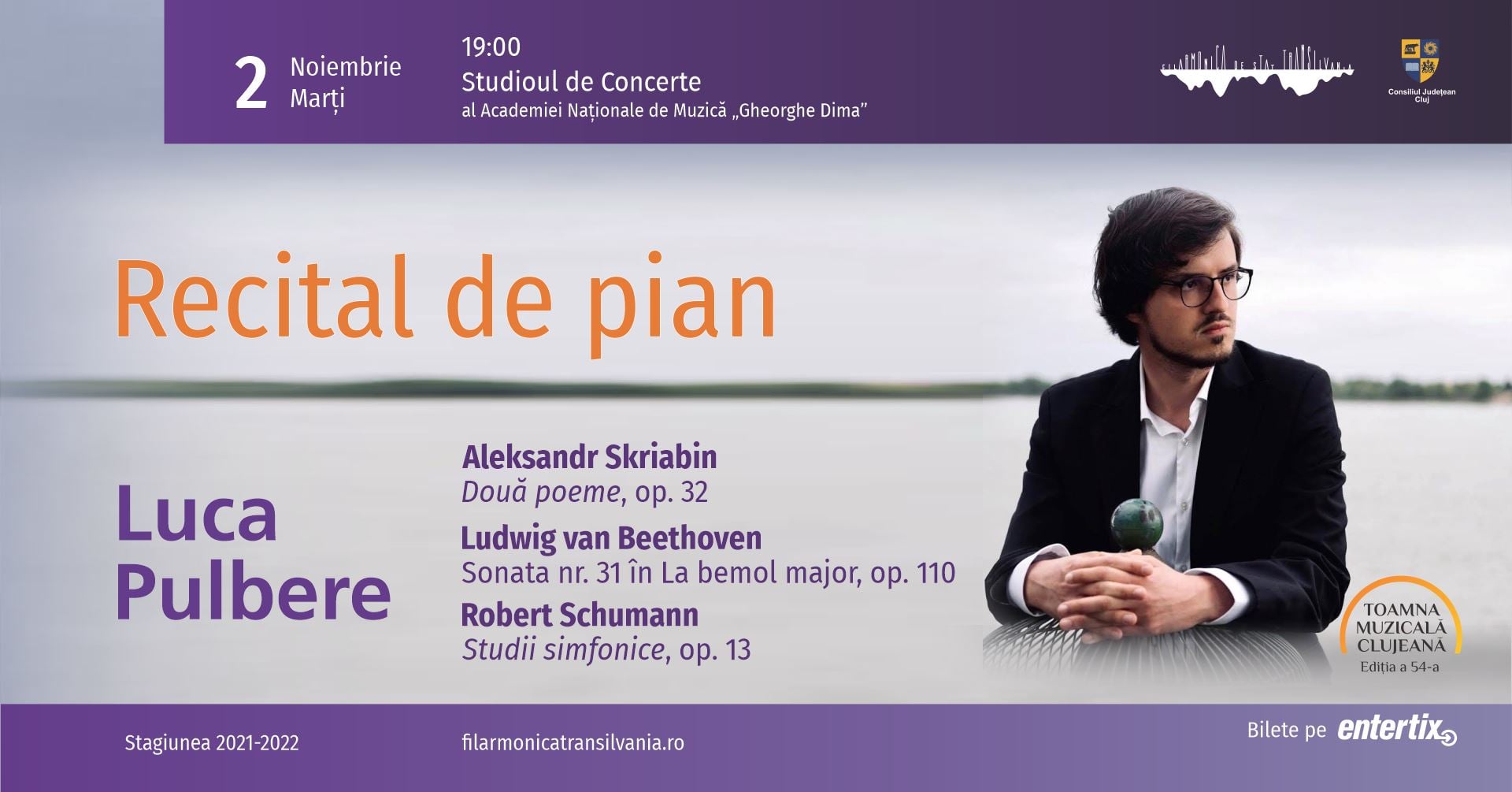 Filarmonica de Stat „Transilvania” îi invită pe clujenii melomani la un recital de pian