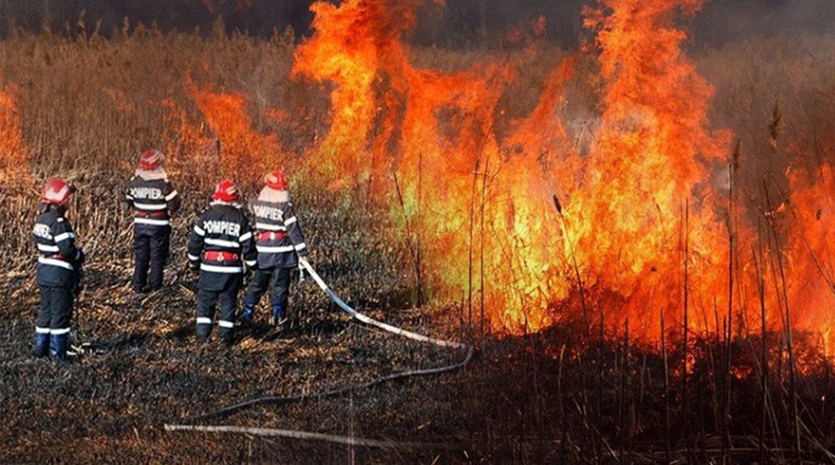 Incendiu puternic în satul Gheorgheni. Se vede din Cluj Napoca
