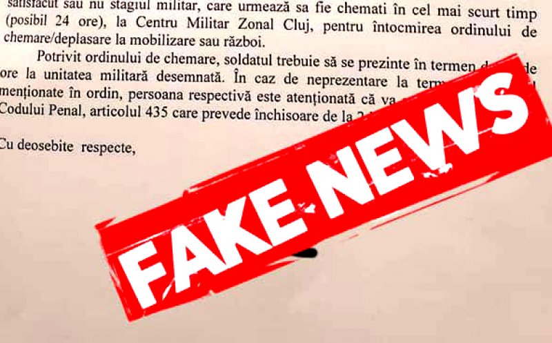 MApN a lansat un nou avertisment privind notificările FALSE trimise rezerviștilor la Cluj-Napoca
