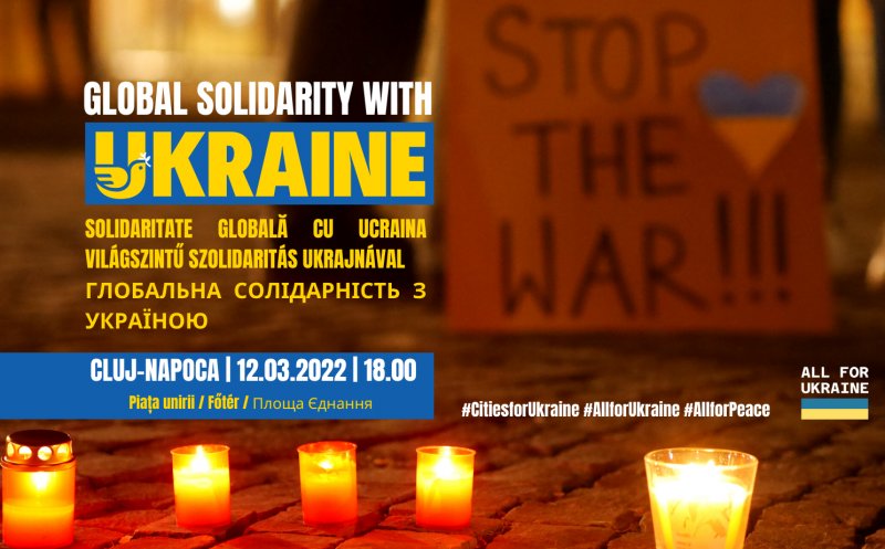 Clujenii sunt chemați din nou în centrul orașului astăzi pentru a-și arăta solidaritatea cu Ucraina