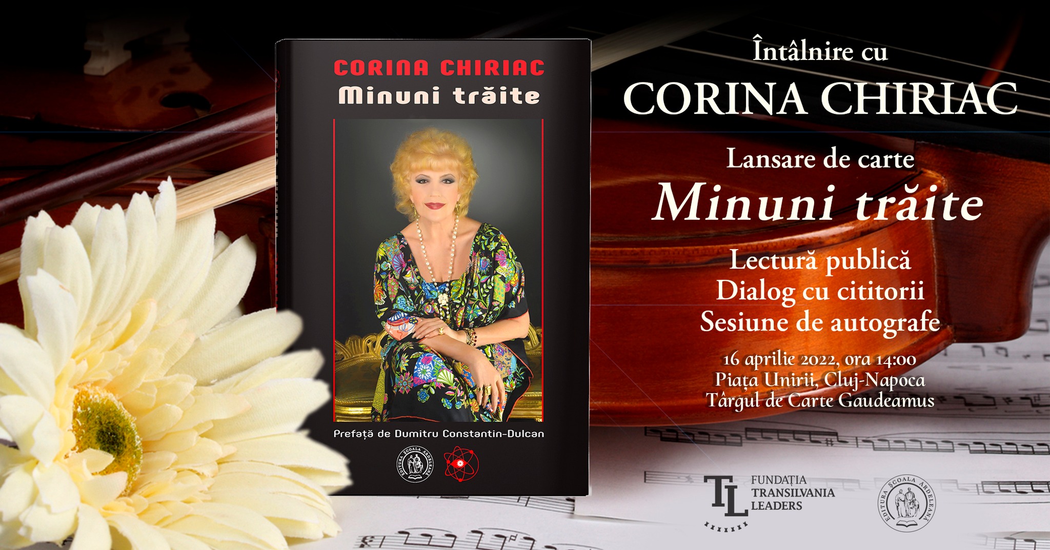 Îndrăgita artistă Corina Chiriac vine la Cluj-Napoca să își lanseze cartea „Minuni trăite”