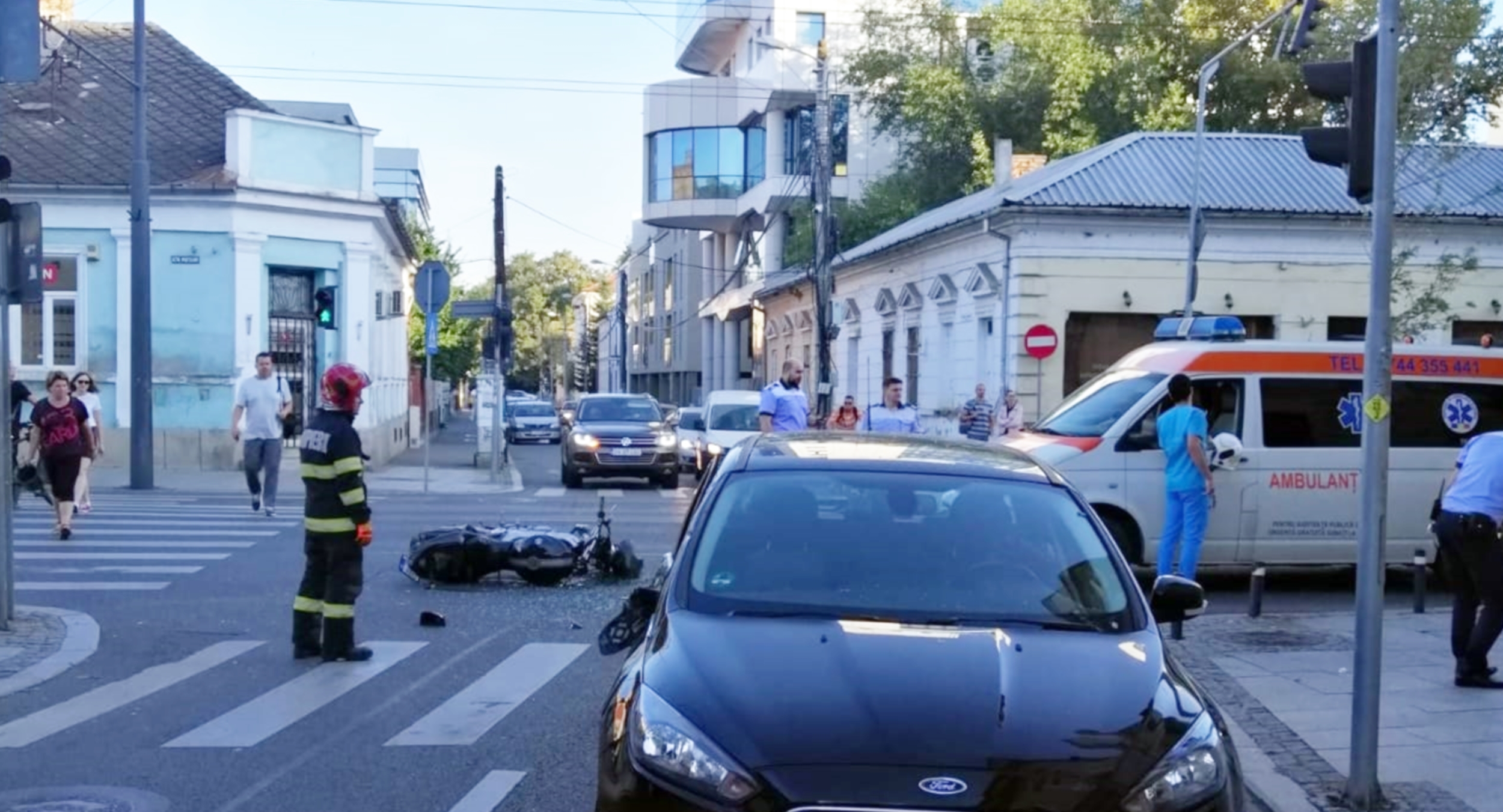 Motociclista a ajuns la spital in stare grava.