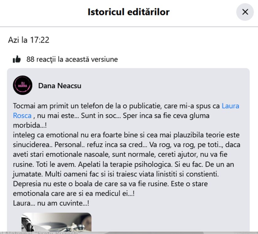 Mesajul postat de DJ Harra vorbește despre o depresie de care suferea DJ Lalla