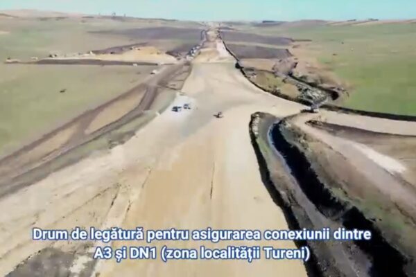 Imagini din dronă. Lucrările la drumul care leagă DN 1 și A3, de la Tureni