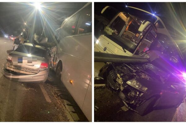 ACCIDENT între două mașini și un autocar în comuna Jucu!