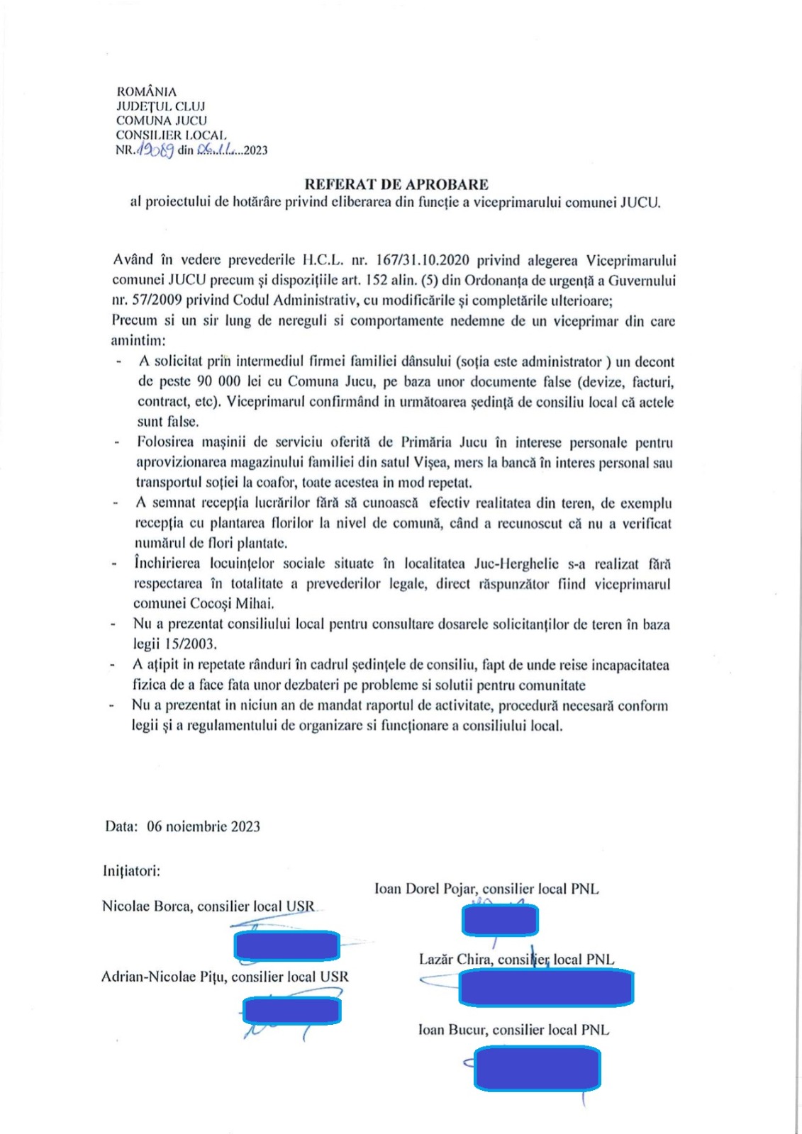 Acuzatiile care i se aduc viceprimarului comunei Jucu, prins cu acte false.