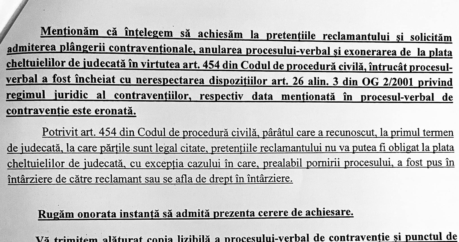 Polițiștii au cerut anularea propriei amenzi