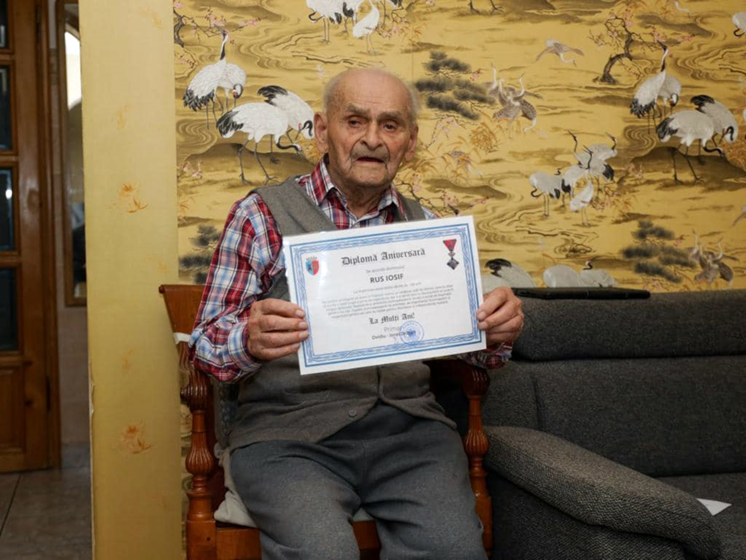 Iosif Rusu, veteranul de 108 ani, din Cluj.