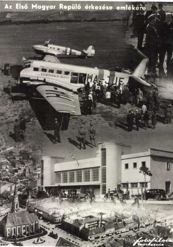 Carte postala, 1941, cu cladirea aeroportului, distrusa in timpul razboiului.