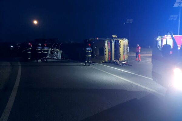 Accident pe Centura Vâlcele-Apahida. S-a răsturnat o cisternă