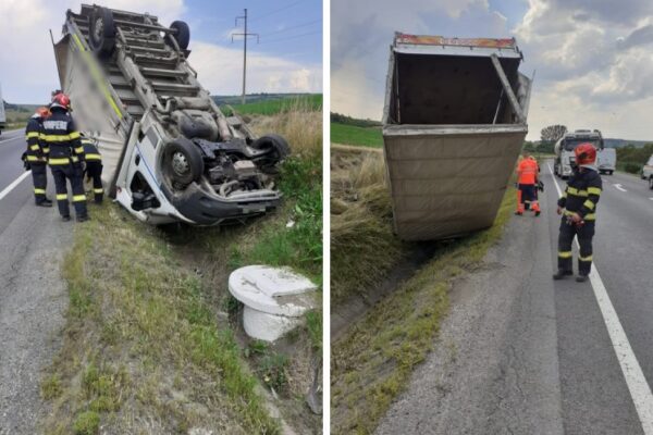 S-a răsturnat un camion la Izvorul Crișului