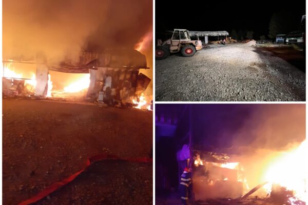 INCENDIU MASIV la o hală din Râșca. Pompierii au intervenit în forță