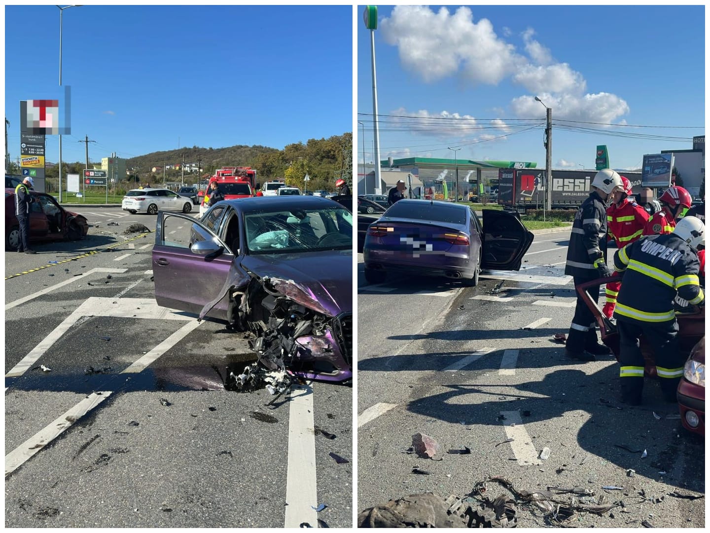 ACCIDENT GRAV cu trei mașini la Dej