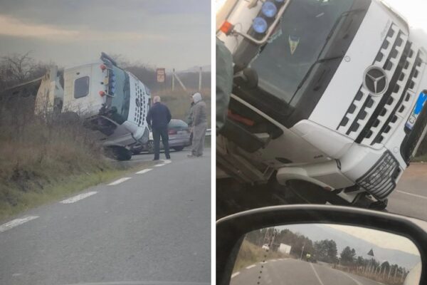 Basculantă răsturnată pe varianta Florești – Grigorescu
