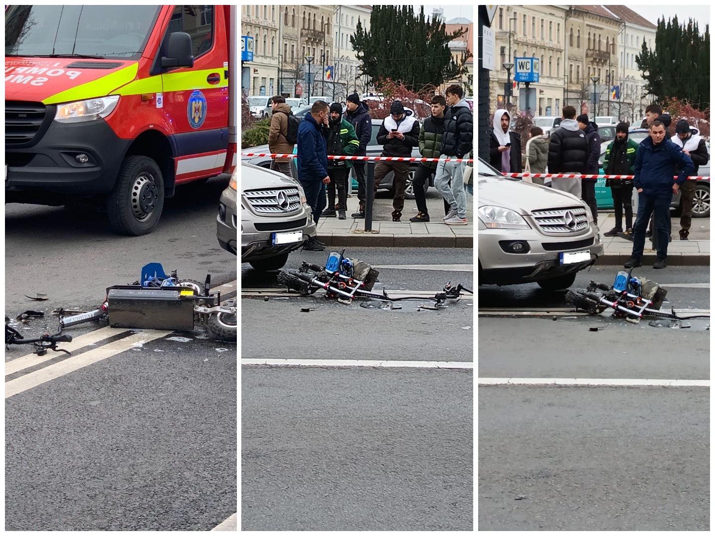 Accident grav in Piata Unirii intre un scuter si o masina