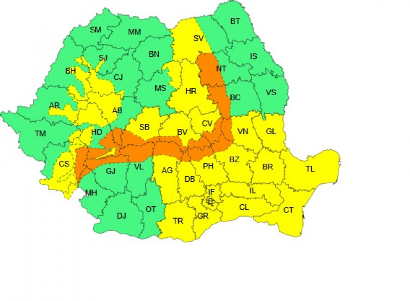 Avertizare de COD GALBEN de ninsori