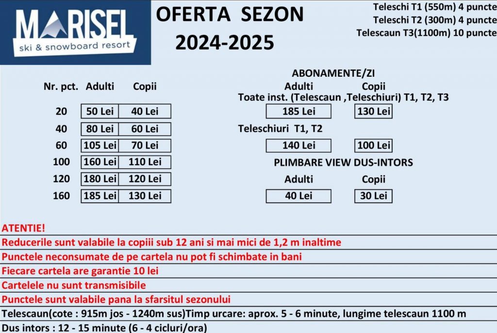 Oferta sezon Marisel la schi