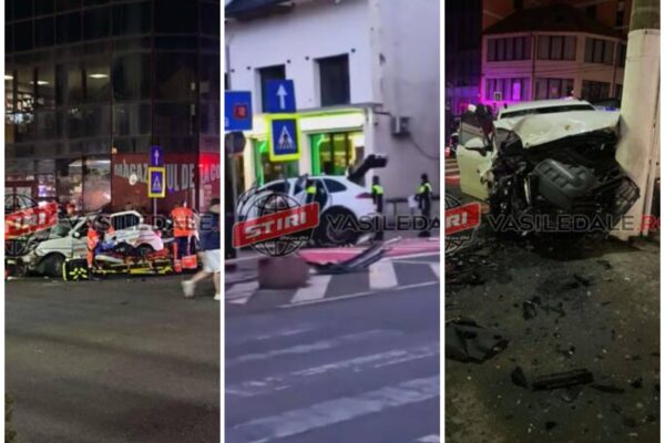 Mașină de poliție spulberată de un Porsche. Un agent este în comă, iar șoferul bolidului de lux a fugit de la locul accidentului