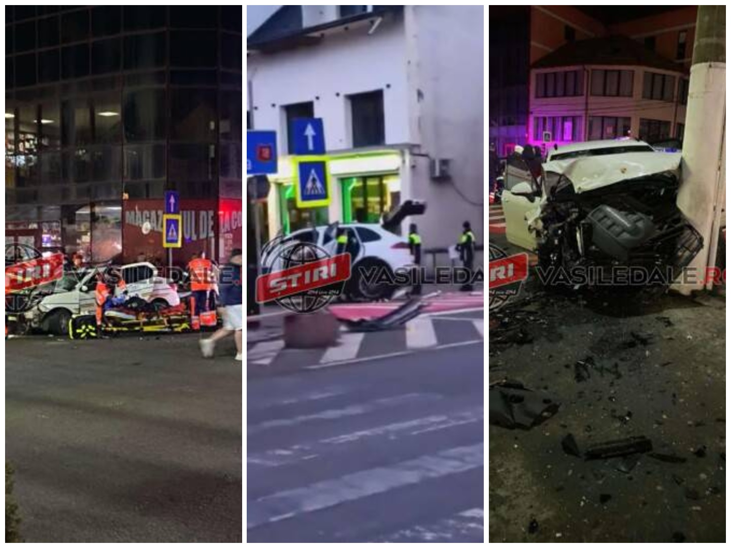 Mașină de poliție spulberată de un Porsche