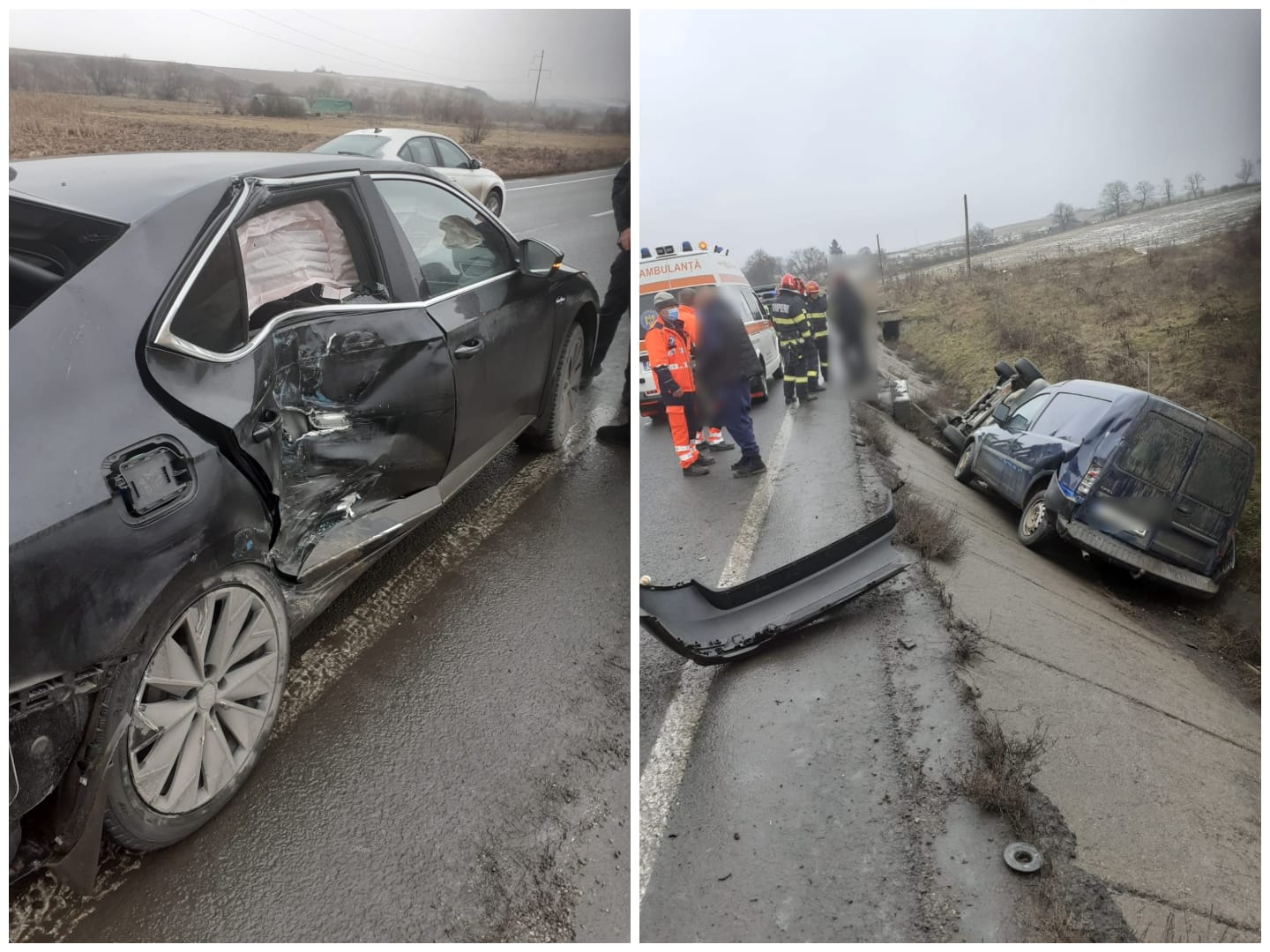 Accident la ieșire din Huedin cu trei mașini