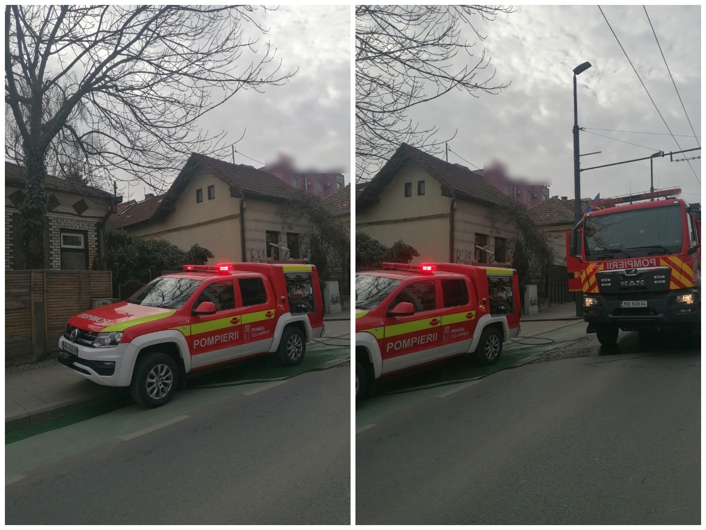 O casă din Mănăștur a luat foc