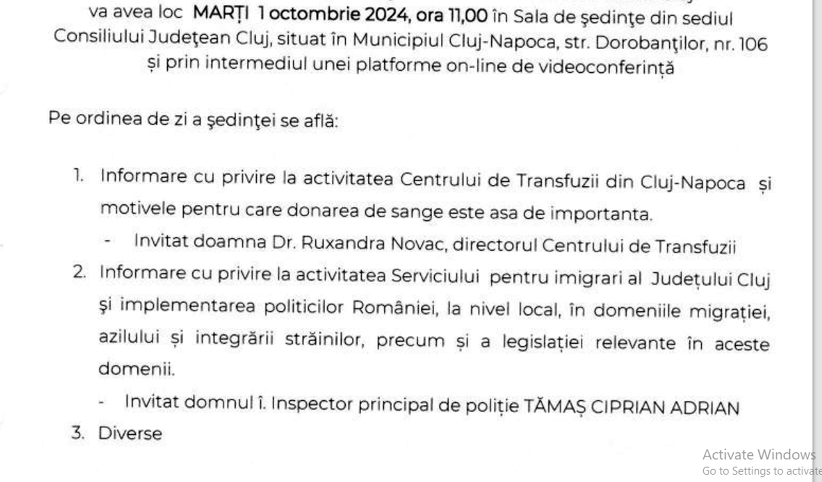 sedinta din luna octombrie 2024