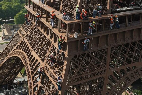 Turnul Eiffel trebuie revopsit manual o dată la șapte ani