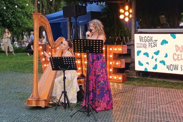 E fain la Cluj-Napoca. Două tinere frumoase au oferit un concert sublim pe malul lacului
