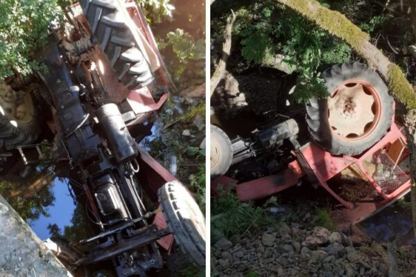 Un bărbat s-a răsturnat cu tractorul de pe un pod într-o localitate din Cluj. A fost transportat la spital
