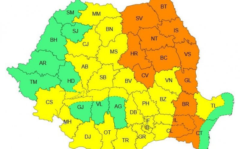A fost prelungit codul galben de vijelii