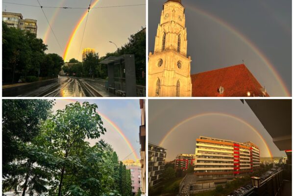 Spectacol ceresc impresionant la Cluj-Napoca. Două curcubee inedite surprinse de clujeni