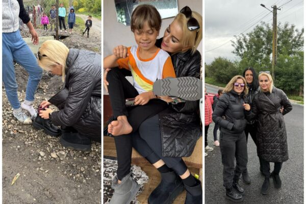 Îngerul păzitor al copiilor sărmani tace și face! Sufletista Rocsana Contraș a încălțat peste 50 de copii din zonele defavorizate