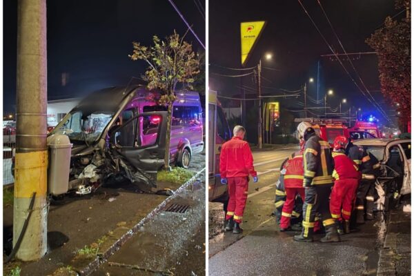 Impact violent pe Traian Vuia: microbuz izbit de o mașină în Cluj