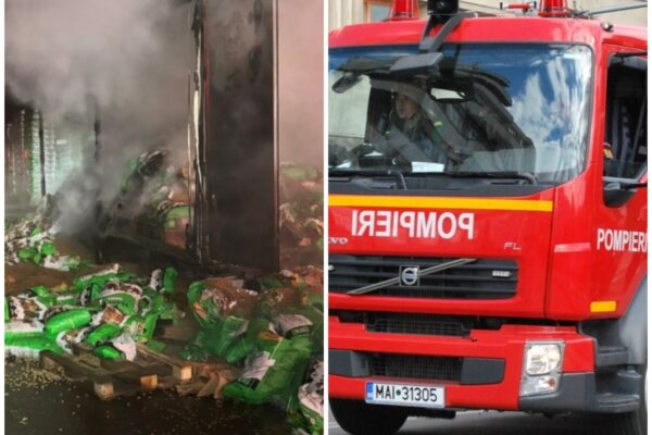 Tir făcut scrum pe Autostrada A3. Marfă de zeci de mii de lei a fost distrusă